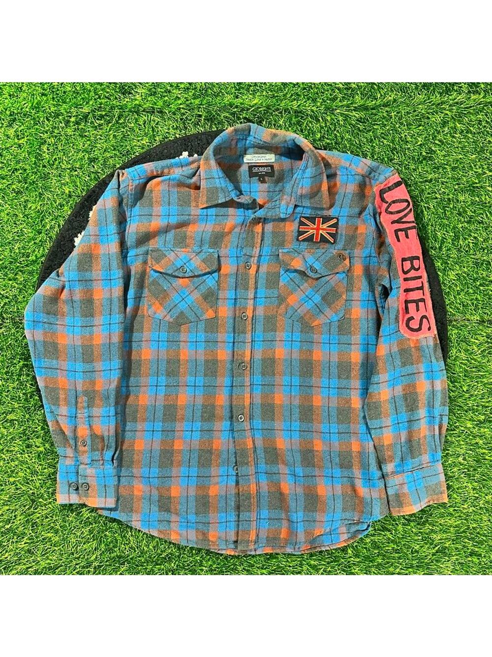 Vintage Plaid Def Leppard Rock band Button-Up Flannel Shirt - L